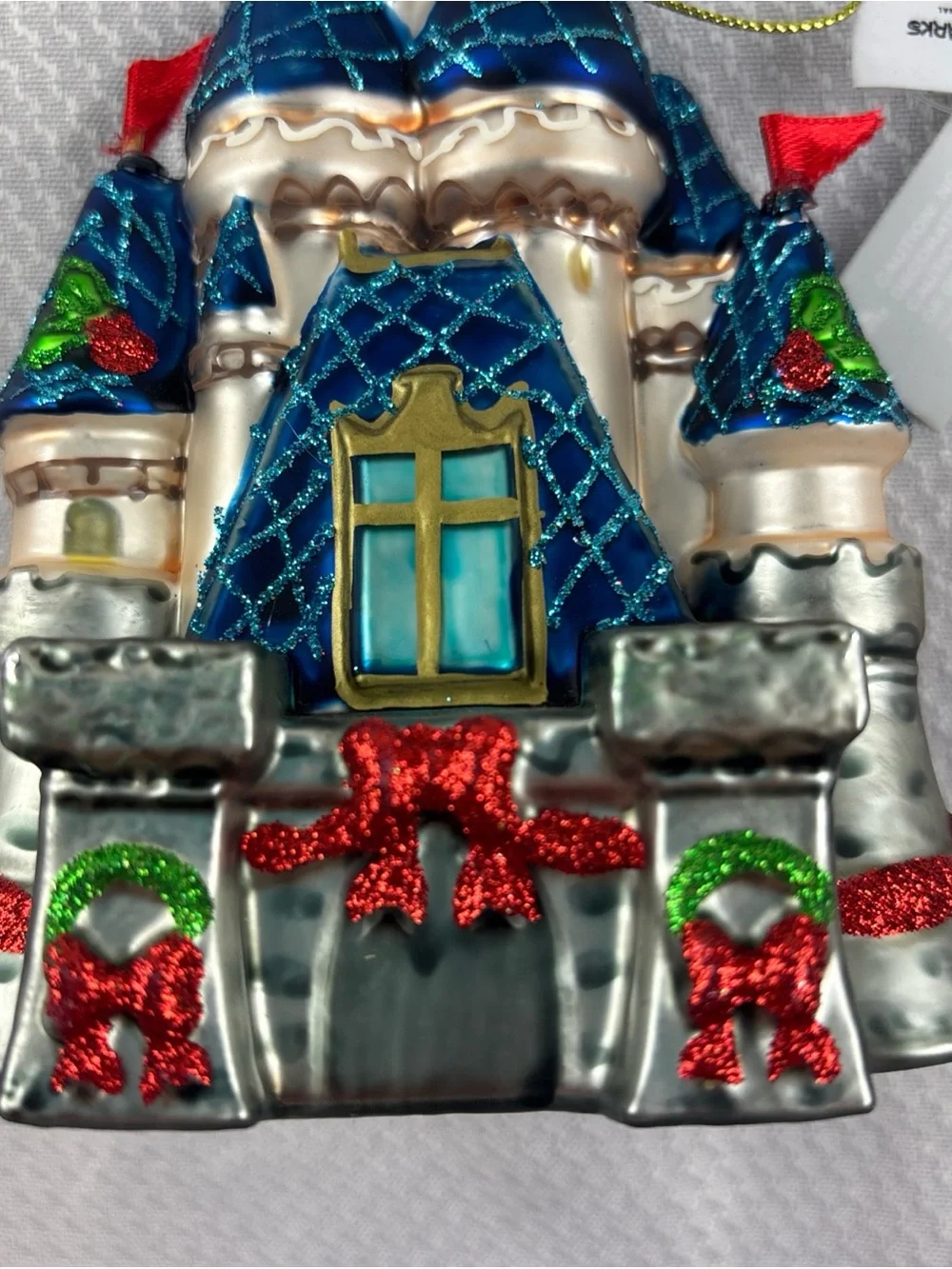 Disney Parks Fantasyland Castle Glass Ornament NWT Disneyland Disney World